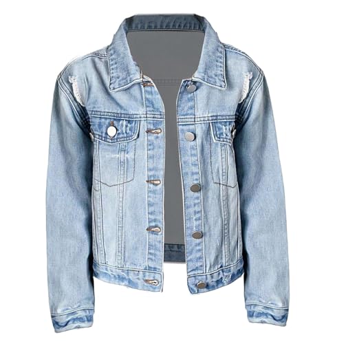 Girls Cropped Jean Jackets Fall Cute Trendy Denim Jacket Long Sleeve Button Down Lapel Coat Hip Hop Streetwear4
