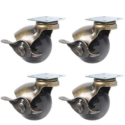 Ruedas giratorias, Ruedas giratorias 4 piezas de goma negras 2 pulgadas 30 kg for muebles con ruedas(With Brake Casters)