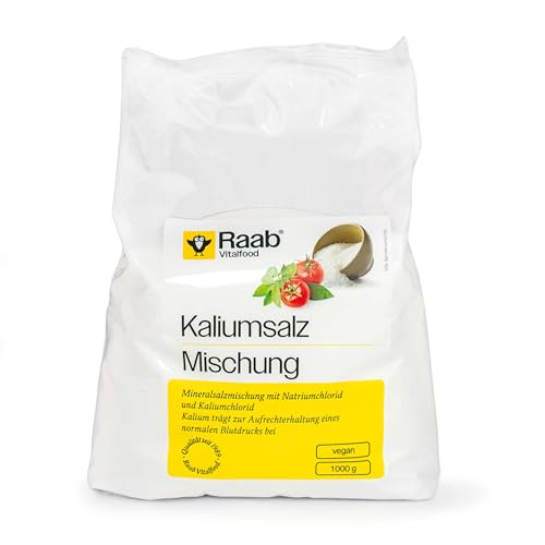 Raab Vitalfood® Kaliumsalz Mischung (1000 g) - Mineralsalzmischung mit 66,7% Natriumchlorid (Kochsalz) und 33% Kaliumchlorid, Kalium trägt zur Aufrechterhaltung eines normalen Blutdrucks bei