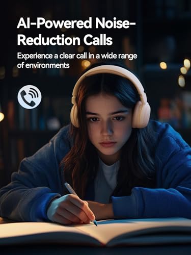 Image of 1MORE HQ20 Wireless On-Ear Headphones with Microphone, 85dB Safe Volume, 65H Playtime, Lightweight Foldable Bluetooth Headphones for School /Travel, Android and iOS Compatible, Pink
