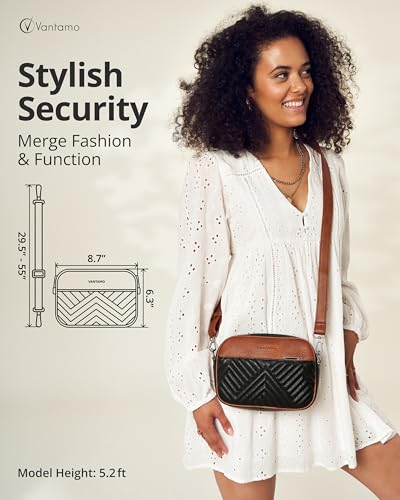 Image of Vantamo Premium Quilted Crossbody Bags for Women with Anti-Pickpocket Clip, Vegan Leather Handbags, Travel Purses for Women