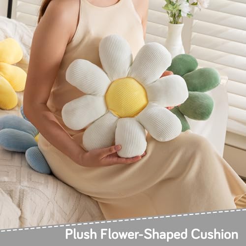 Image of HOKIPO Floral Decorative Prop Throw Pillow for Bed Couch Sofa Plush Aesthetic Cushion for Home Decor - 37 cm, Swan White (AR-5921-WHT)