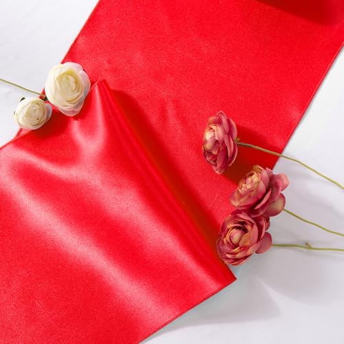 Chemin de table en satin rouge lot de 5 pour éviter les tables de fête vides et tristes - 4