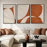 Cuspin Beige Orange Abstract Triptych