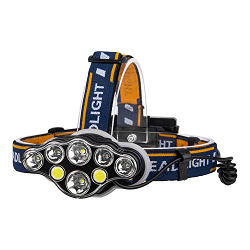 Ynport Crefreak Stirnlampe, 8 LEDs, 18000 Lumen, wiederaufladbar, superhell, wasserdicht, 90 Grad Winkel, verstellbare Stirnlampe für Laufen, Walking, Camping, Lesen, Wandern Cover