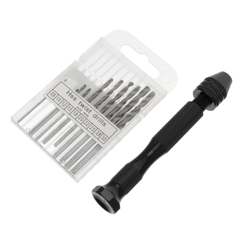 Mikikit Black Hand Twisted Drill Tool Precision Pin Vise Hand Drill Bit Set Mini Spiral Drill for Diy Projects