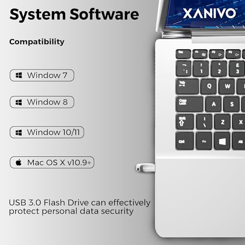 Xanivo Metal USB 3.0 Flash Drive - High Read Speeds up to 110MB/s, Ideal for Data Transfer & Storage. (64GB) 4 41gfikmK7vL
