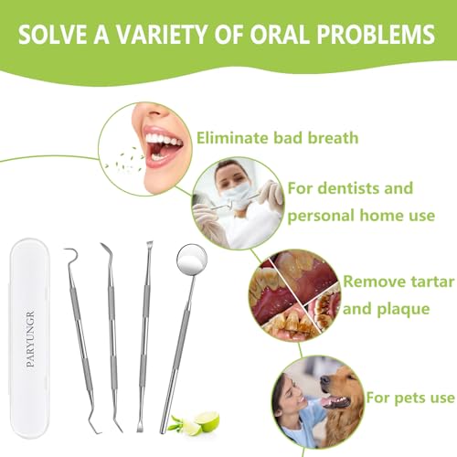 Paryungr Dental Tools, Professional Teeth Cleaning Oral Care Hygiene Kit, Stainless Steel Dental Pick Tooth Scraper Tartar Plaque Remover For Dentist thumb #4
