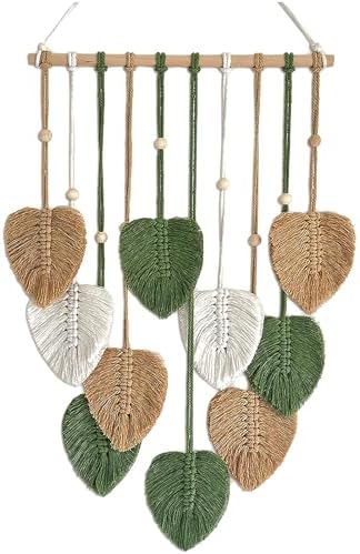 TUDRUKU 15.7x36 Inch Macrame Wall Hanging Nursery Decor Leaves Wo...