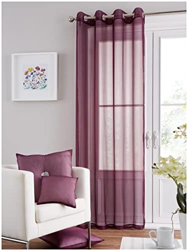 GC GAVENO CAVAILIA Paire de voilages Semi-Transparents à œillets pour Chambre à Coucher, 140 x 218 cm, Aubergine