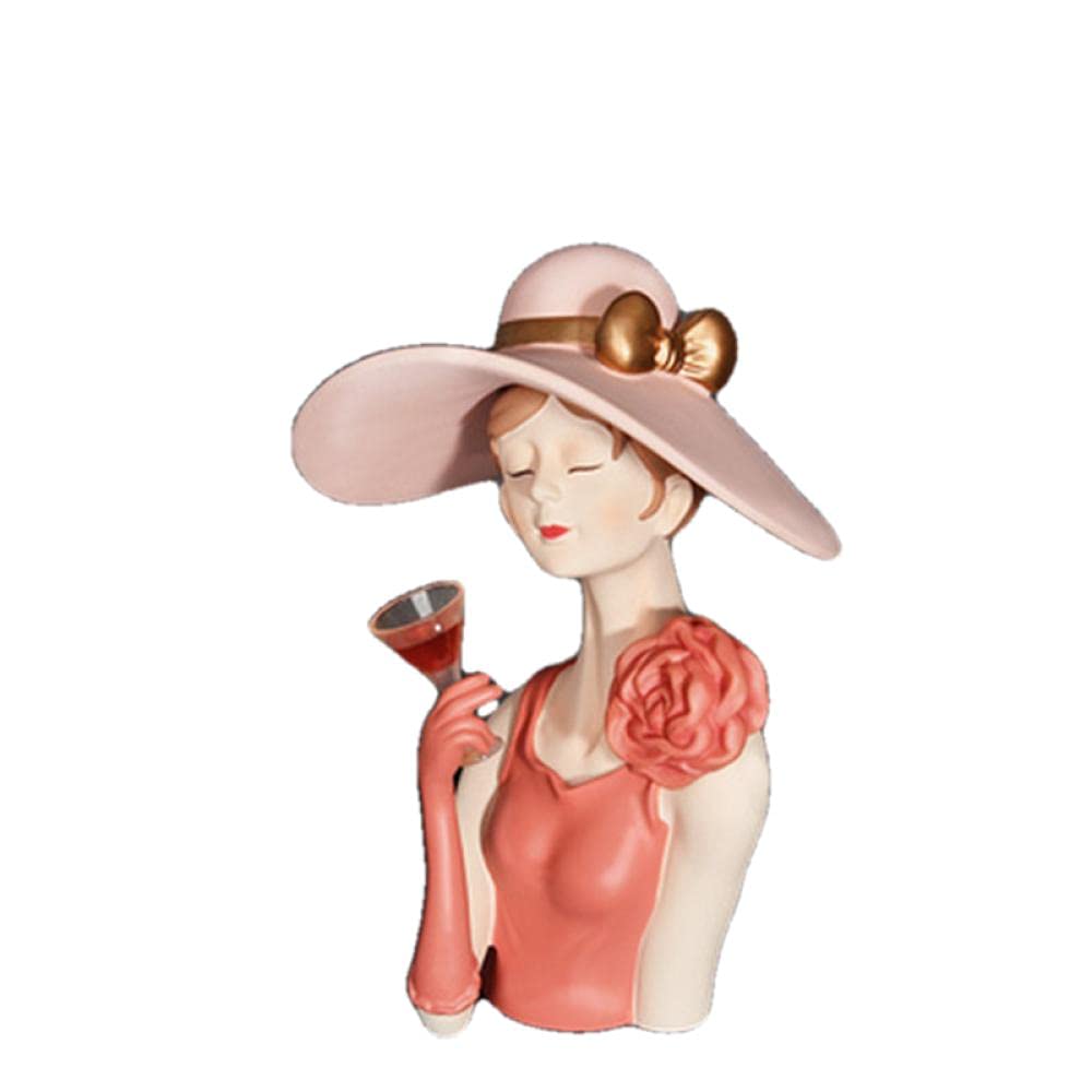 Statue Ornamenfille avec des Verres À Vin Figurines en Résine Décor Statues