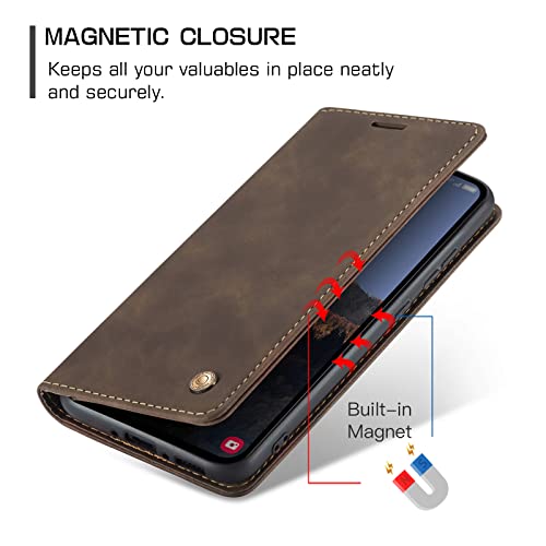 Étui pour Samsung Galaxy A54 coque portefeuille en cuir PU café vintage - 3