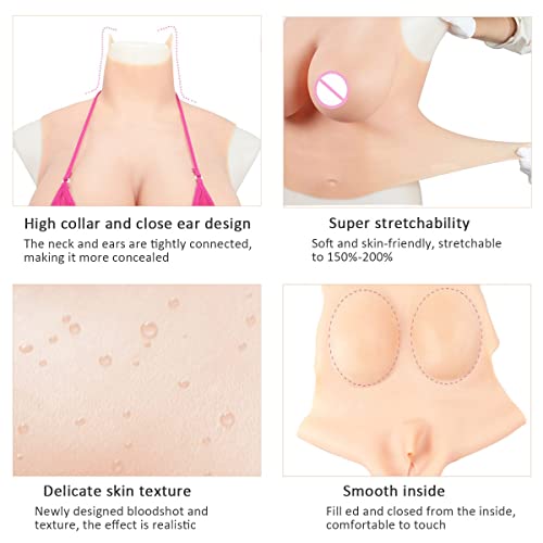 Realistic Crossdressing Fake breastplate B-H Cup Half Body Silicone Breast Forms for Drag Queen Transgender Shemale3