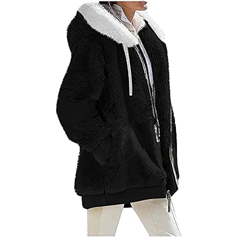 Women's Faux Fur Jacket, The Coat Hooded Faux Fur Fur Coat Warm Plush Jacket (Color : Black, Size : M) Cover