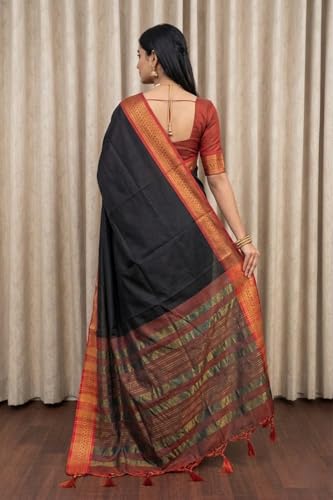 Image of SUPERLAXMI Womens Narayana Pattu Narayanpeth Cotton Silk Saree with unstitched blouse