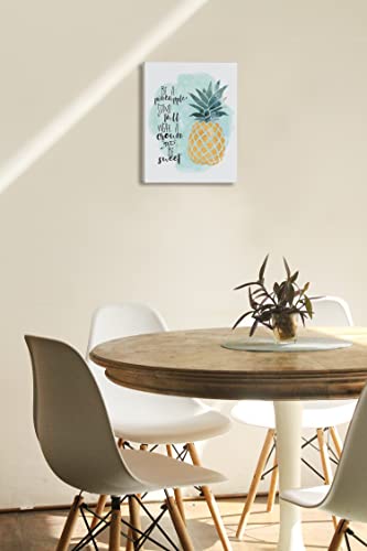 Be A Pineapple Stand Tall Wear A Crown And Be Sweet Paintings Canvas Wall Art Prints, Inspirational Quotes Paintings Prints,11X14 Inches Artwork For Summer Life Themed Decor Bathroom Bedroom Living Room Home #TOP3