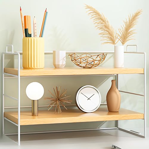 Mellbo デスク 棚 卓上 デスク上置き棚 本棚 可動棚 子供も安心の丸みがある角 工具不要 スチール 37cm*24cm*16.5cm 2段 ホワイト