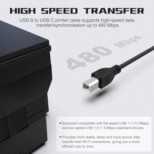 USB C MIDI Kabel für Yamaha Casio Digital Piano MIDI Controller DJ Controller, USB B auf USB C Druckerkabel Scannerkabel für MacBook Pro, Air, HP, Epson, Canon, Brother, Lexmark, Xerox,1m