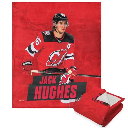 Northwest NHL New Jersey Devils Silk Touch Sherpa Throw Blanket, 50" x 60", Jack Hughes