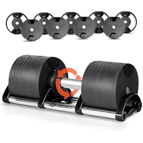 SQUATZ 70lb Adjustable Dumbbell Weight, Fitness Equipment with Anti-Slip Metal Handle, Quick Change Weight Adjustments with Twist Lock Technology, for Full Body Workout and Weightlifting Cover