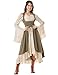 Scarlet Darkness Women Renaissance Costume Underbust Pirate Peasant High Low Dress with Pockets Khaki M