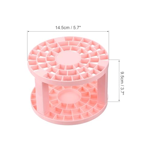 Image of PATIKIL 1pcs Paint Brush Holder, 49 Holes Plastic Paint Storage Desk Stand, Round, Pink
