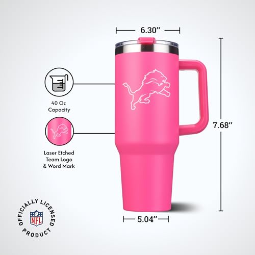 Image of The Memory Company Officially Licensed NFL - Detroit Lions 40oz Pink Game Day Tumbler with Team Logo