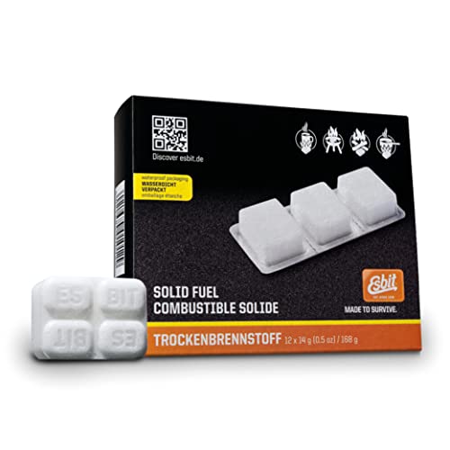 Comparison: Best Solid Fuel For Stove 3 Esbit 1300-Degree Smokeless Solid 14g Fuel Tablets for Backpacking, Camping, and Emergency Prep, 12 Pieces,White