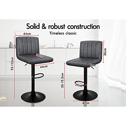 image for ALFORDSON Bar Stool 2Pcs Adjustable Kitchen Stool Swivel Counter Dinin
