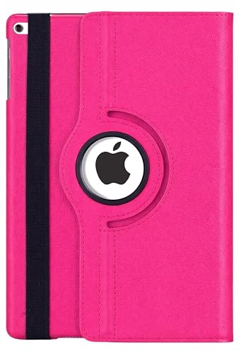 Image of ProElite 360 Rotatable Smart Flip Case Cover for Apple iPad 9.7 inch 2018 /2017 5th /6th Generation Air 1 Air 2 with Stylus Pen, Hot Pink