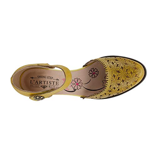 Image of Spring Step L'Artiste Visionary Pump Shoes for Women | French Inspired Hand Painted Leather D'Orsay High Heels for Women with Ankle Strap