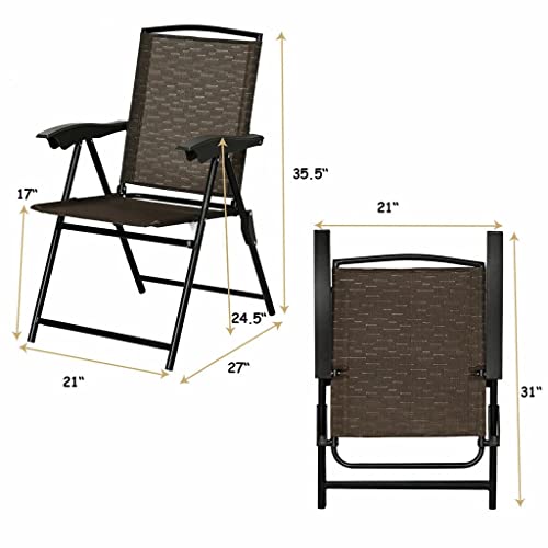 Dloett 4 Pieces Folding Hanging Chair Steel Armrests Patio Garden Camping Adjustable Backrest #TOP1