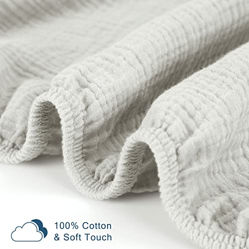 Grssder Soft Muslin Crib Sheet 2 Pack, 100% Cotton Crib Sheets For Boys And Girls, Fit Standard Crib Mattresses 52" X 28" Safe And Snug, Light Gray/Roman Green #TOP6