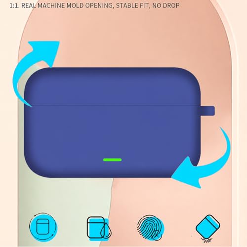Image of Aniex Silicone Case Cover for realme Buds T500 Pro, Shockproof, Anti-Slip, Dustproof, Scratch Resistant, with Carabiner Hook, Full Body Protection (Blue)