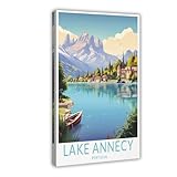 Lienzo decorativo para pared, diseño de viaje al lago Portugal de Annecy, pinturas para sala de estar, dormitorio, 30 x 45 cm