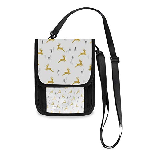 Preisvergleich Produktbild Kartenhalter Weihnachten Golden Deer Nahtloses Muster Geldbörse Münzkoffer Große Kapazität Fashion Wallet Phone Bag
