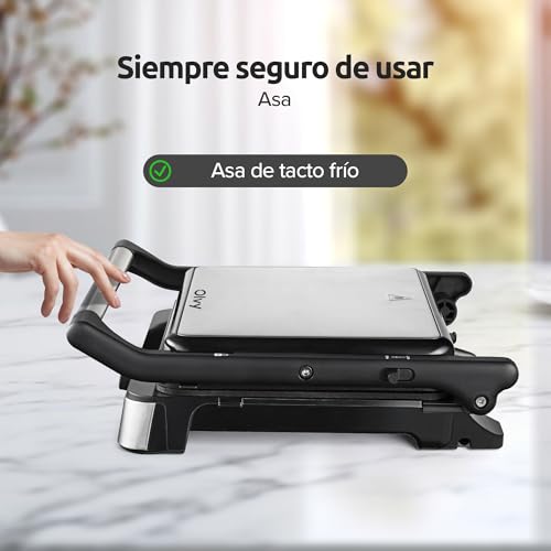 Olvy Sandwichera Eléctrica 2000W, Grill Panini y Parrilla Eléctrica Interior para Bocadillos, Carnes y Verduras, Placas Antiadherentes Grandes, Apertura 180°, Temperatura Automática, Fácil Limpi - imagen 8