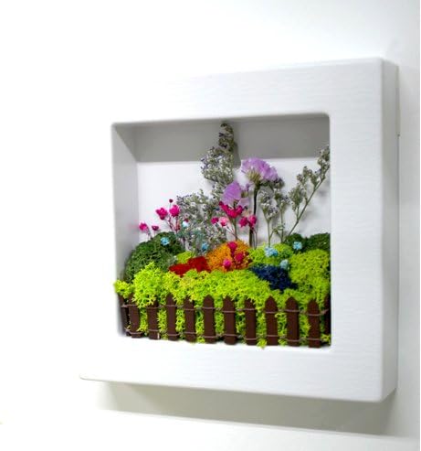 pink flora Scandia Moss Frame (White) for Air Purification Removal of Sick House Syndrome Interior Hand-Made