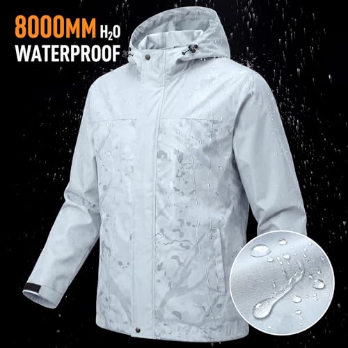 Image of LOOGU Rain Jacket for Men, Packable Waterproof Rain Shell Lightweight, S-3XL for Hiking Fishing Camping