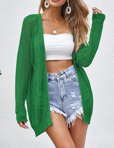 Image of Women Lightweight Cardigans Crochet Summer Boho Knit Thin Long Sleeve Cardigan