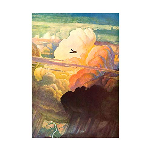 Wee Blue Coo Painting Sky Clouds Aeroplane Flight 1938 Picture Wall Art Print