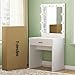 Tribesigns Vanity Set with Lighted Mirror, Makeup Vanity Dressing Table Dresser Desk with Large Drawer for Bedroom,White (10 Cool LED Bulbs)