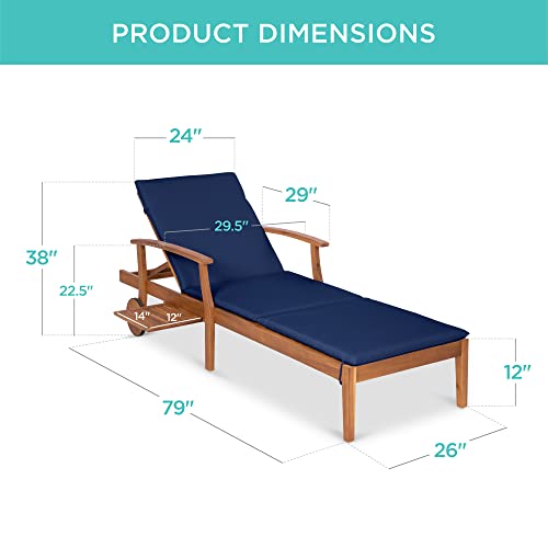 Best Choice Products SKY5858 79X26In Acacia Wood Chaise Lounge Chair Recliner, Outdoor Furniture For Patio thumb #1