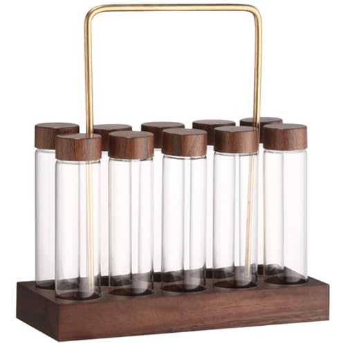Tubos de vidrio para almacenamiento de café y soporte de madera premium 2