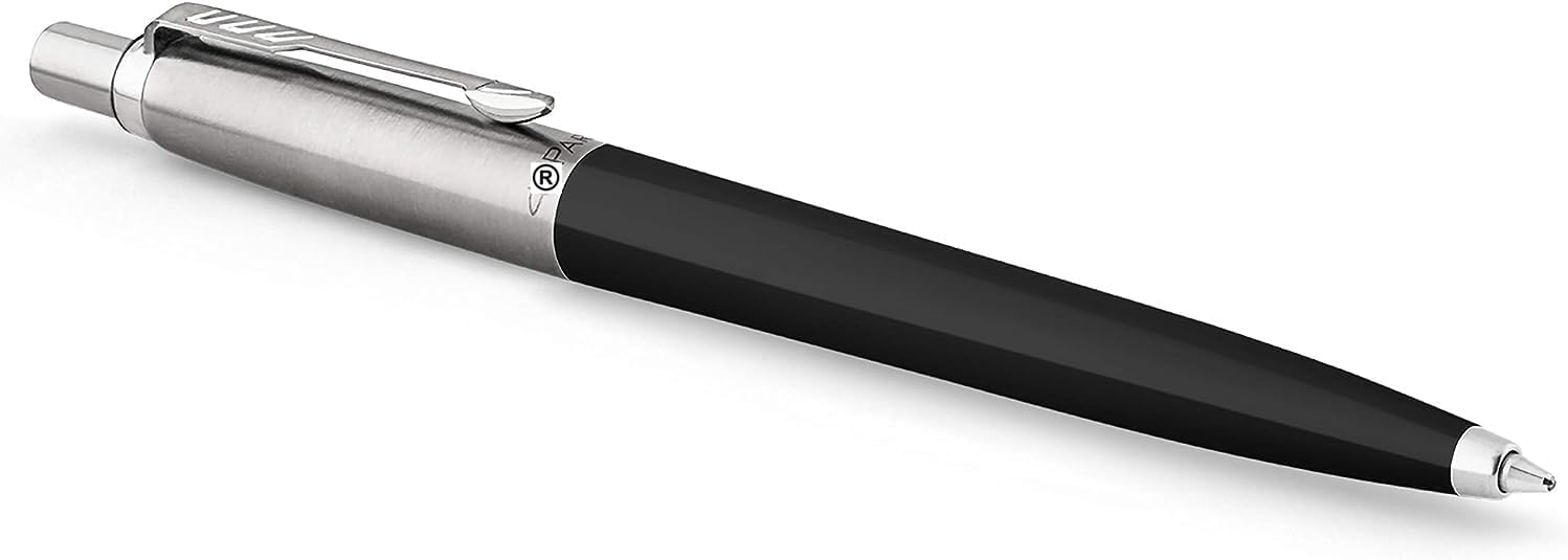 FNX _arker_otter Ballpoint Pen Chrome Plated Edge Black Lacquer Barrel and Stainless Steel Cap Medium Point Black Ink by Bond Street Perfect for Home, School and Office Presented in One
