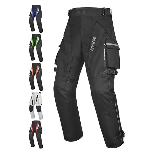 BYKR Motorcycle Pants for Men & Women Armored Cordura Overpants Enduro ATV Dual Sports Motocross Cargo Touring Adventure Pant (38WX30L, Black)