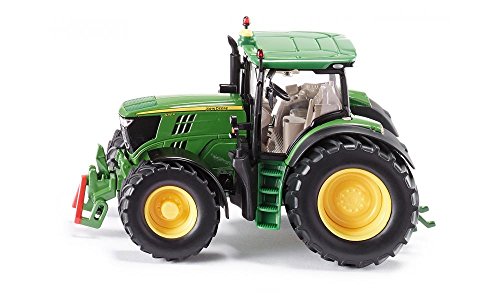 Siku 3282 John Deere 6210R Traktor 1:32 Metall/Kunststoff Grün Achsschenkellenkung und Kupplung