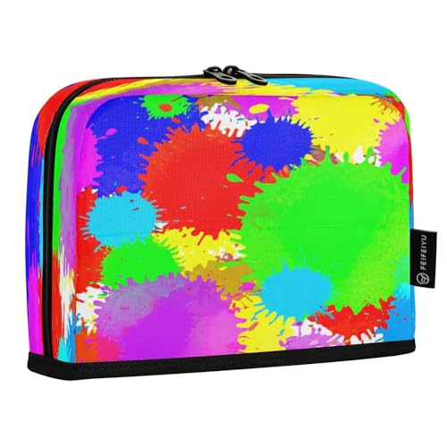 JUMBEAR Colored Lacquer Painting Pencil Case,Large Capacity Pen Case Bag Pouch Holder Stationery Desk Organizer Cosmetic Bag with Zipper for School Office Travel