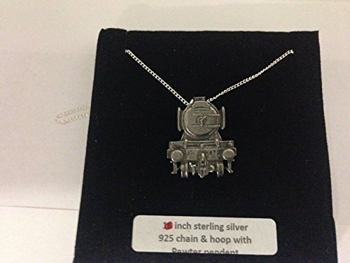 Sautoir train écossais volant en étain sur chaîne argent 76 cm pour tenue bohème chic