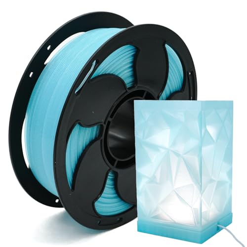 Image of Clear Sky Blue PLA 1.75mm 1kg Spool Glitter 3D Printer Filament Transparent | Beginner friend Premium Glittery translucent Sky Blue PLA Basic No tangle 1kg spool 2.2lb Smooth printing for Bambu Prusa